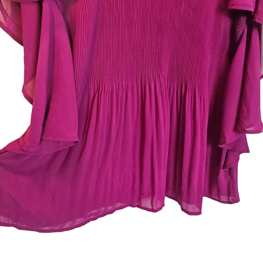 Catherines Magenta Purple Fairycore Whimsy Flutter Sleeve Flowy Blouse Size 1X - Picture 4 of 9